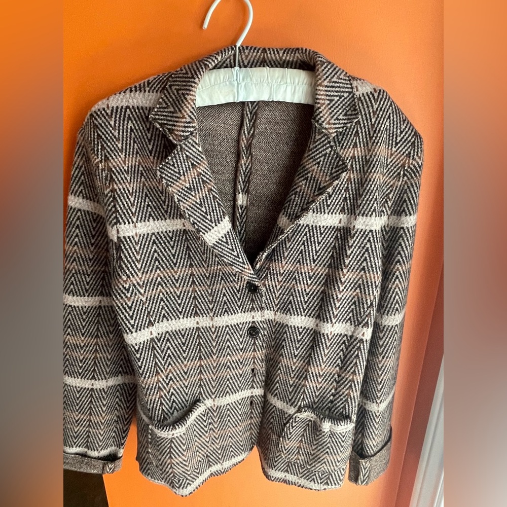 GC Fontura, Chevron cardigan blazer, 100% wool